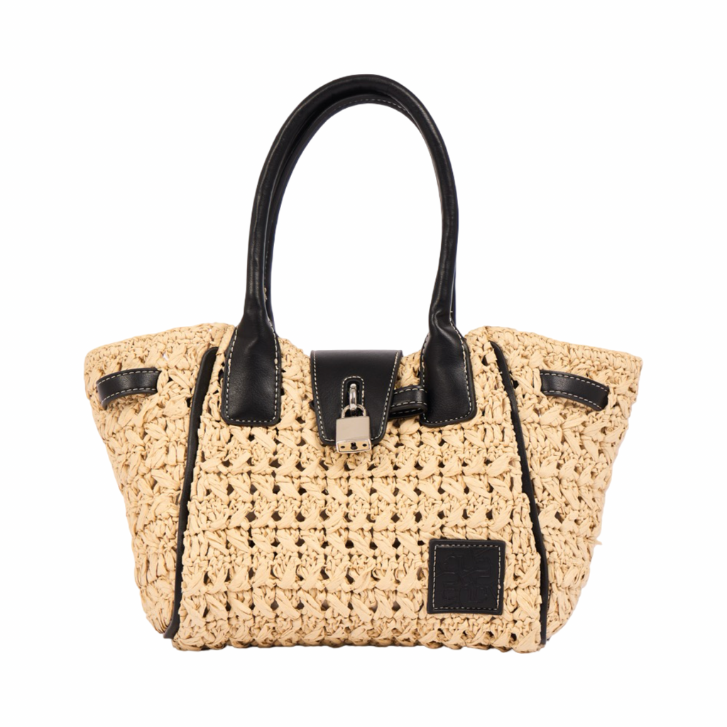 Everyday Earth – Straw Mini Satchel Bag S – Black