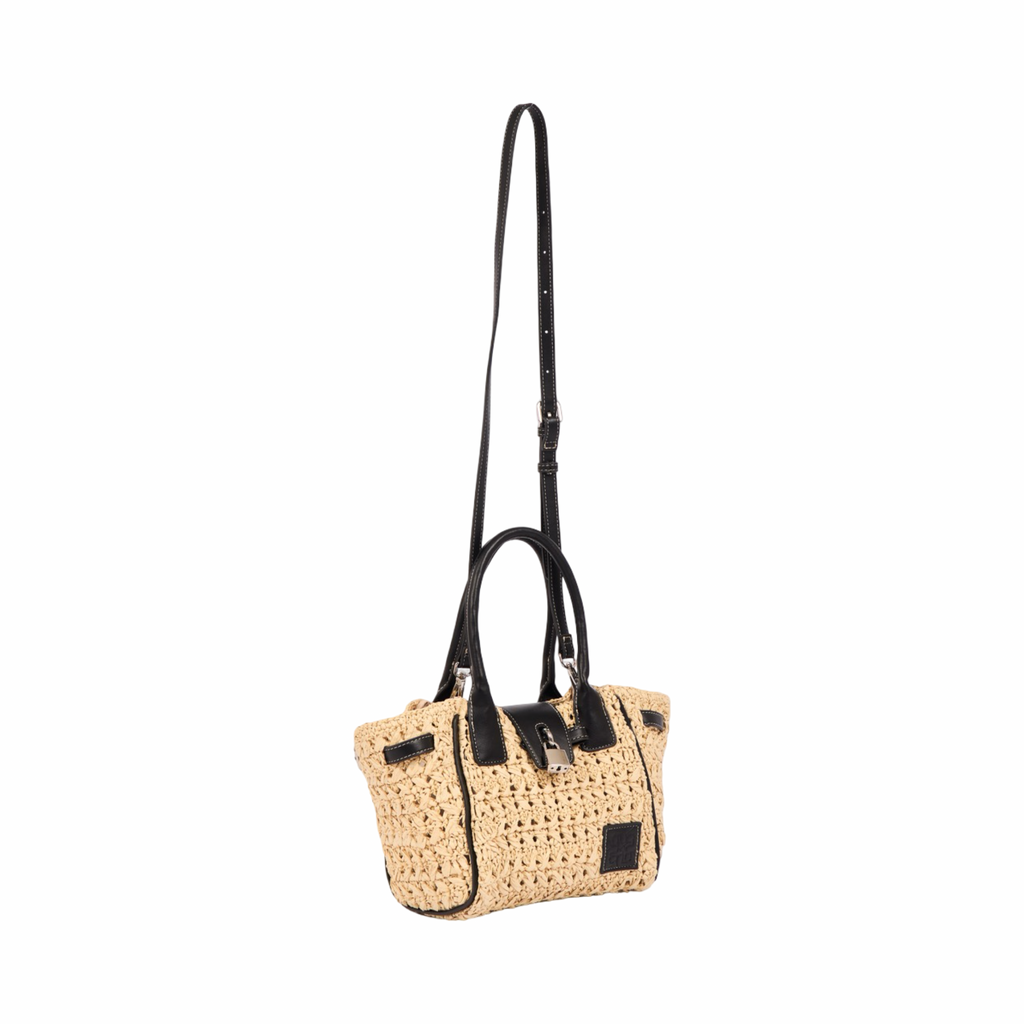Everyday Earth – Straw Mini Satchel Bag S – Black