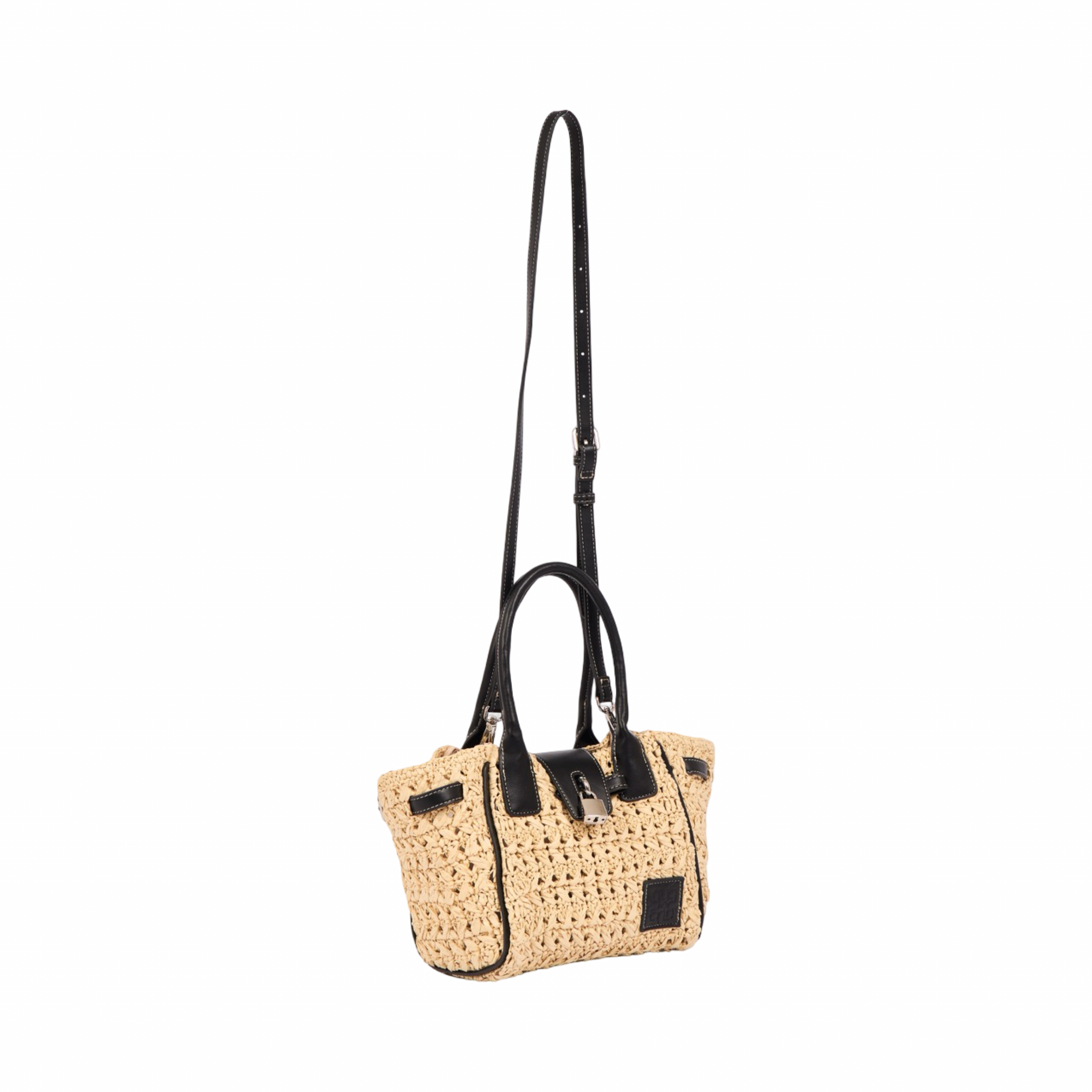 Everyday Earth – Straw Mini Satchel Bag S – Black