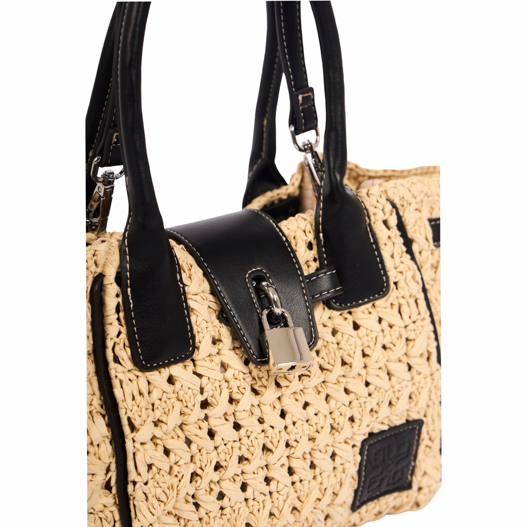 Everyday Earth – Straw Mini Satchel Bag S – Black