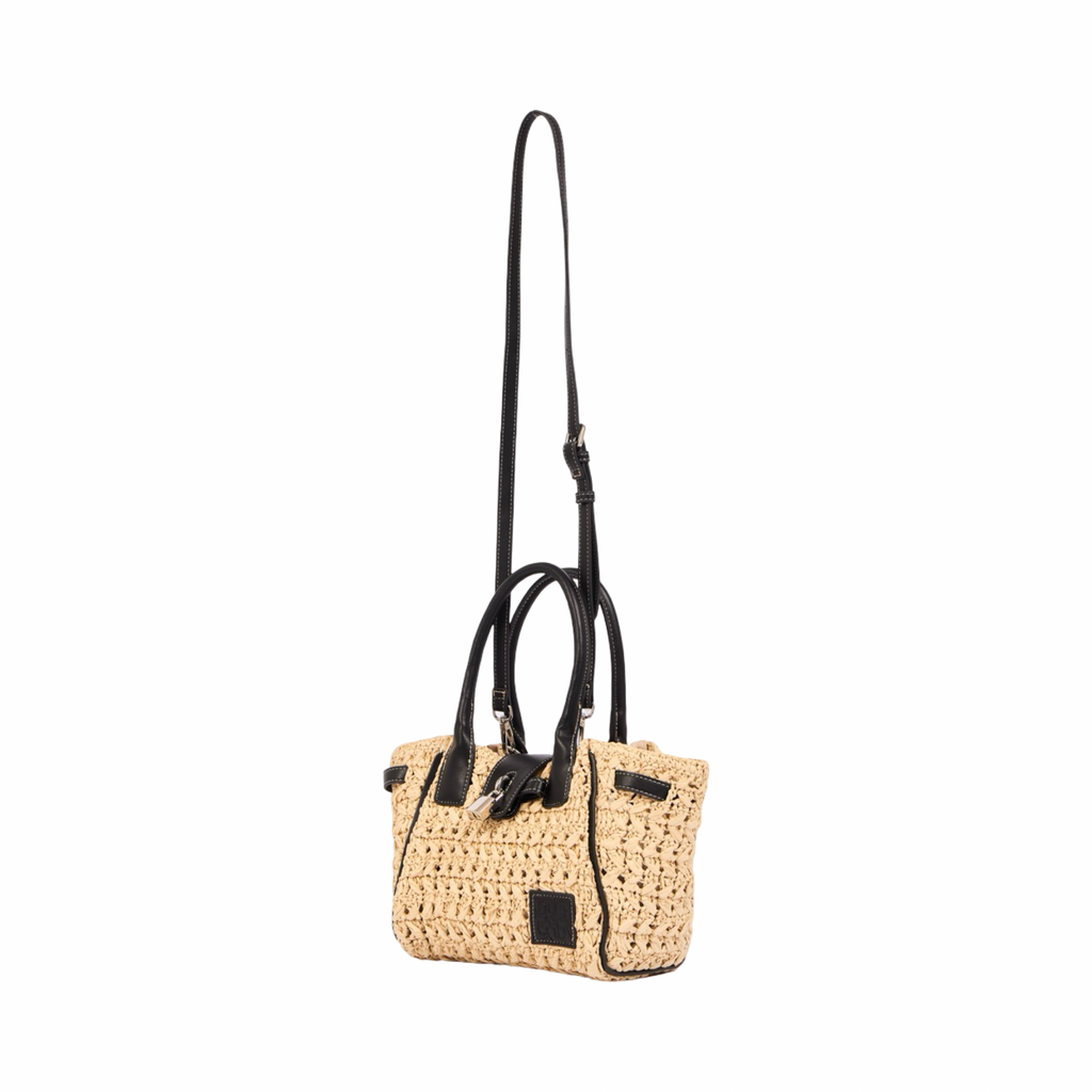 Everyday Earth – Straw Mini Satchel Bag S – Black