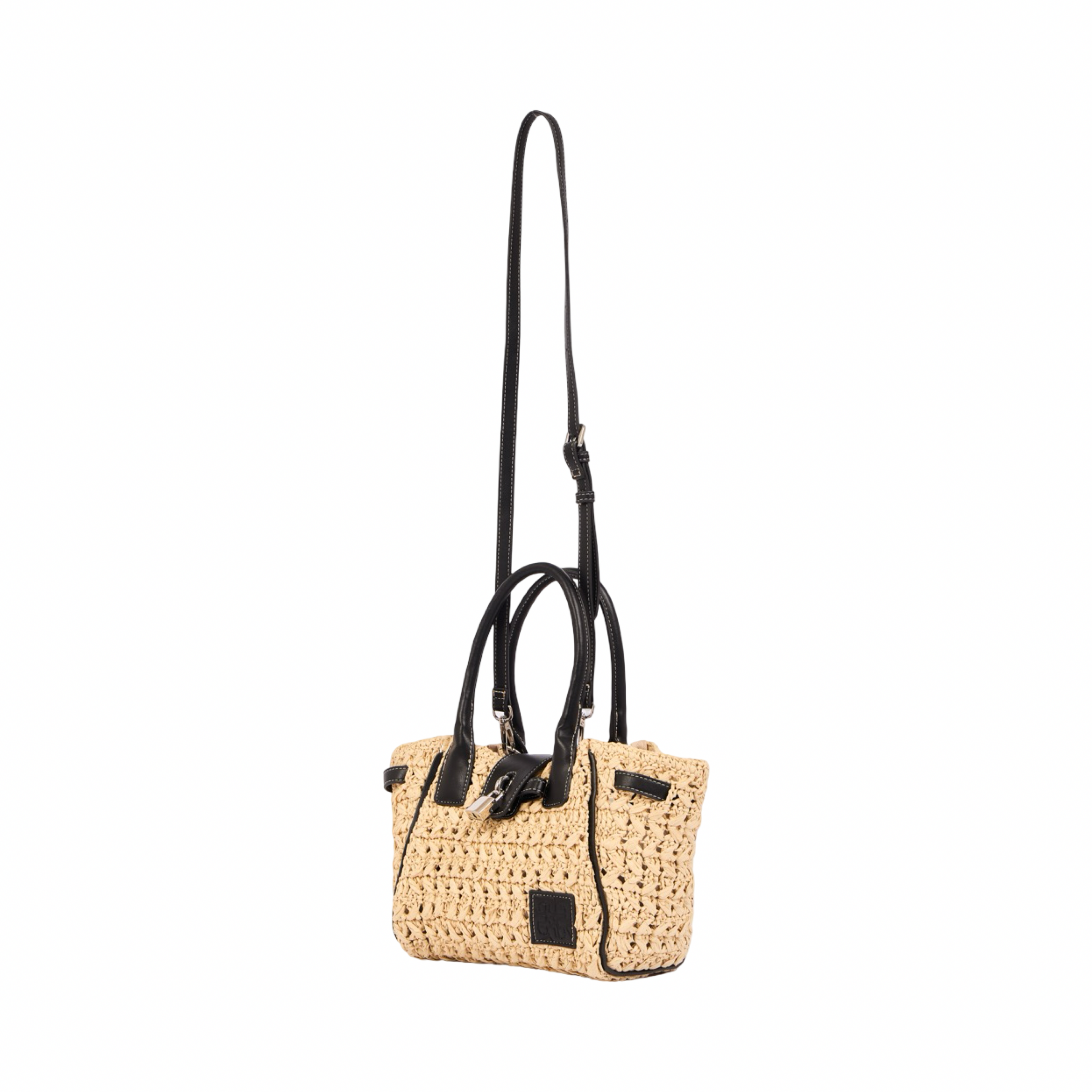 Everyday Earth – Straw Mini Satchel Bag S – Black