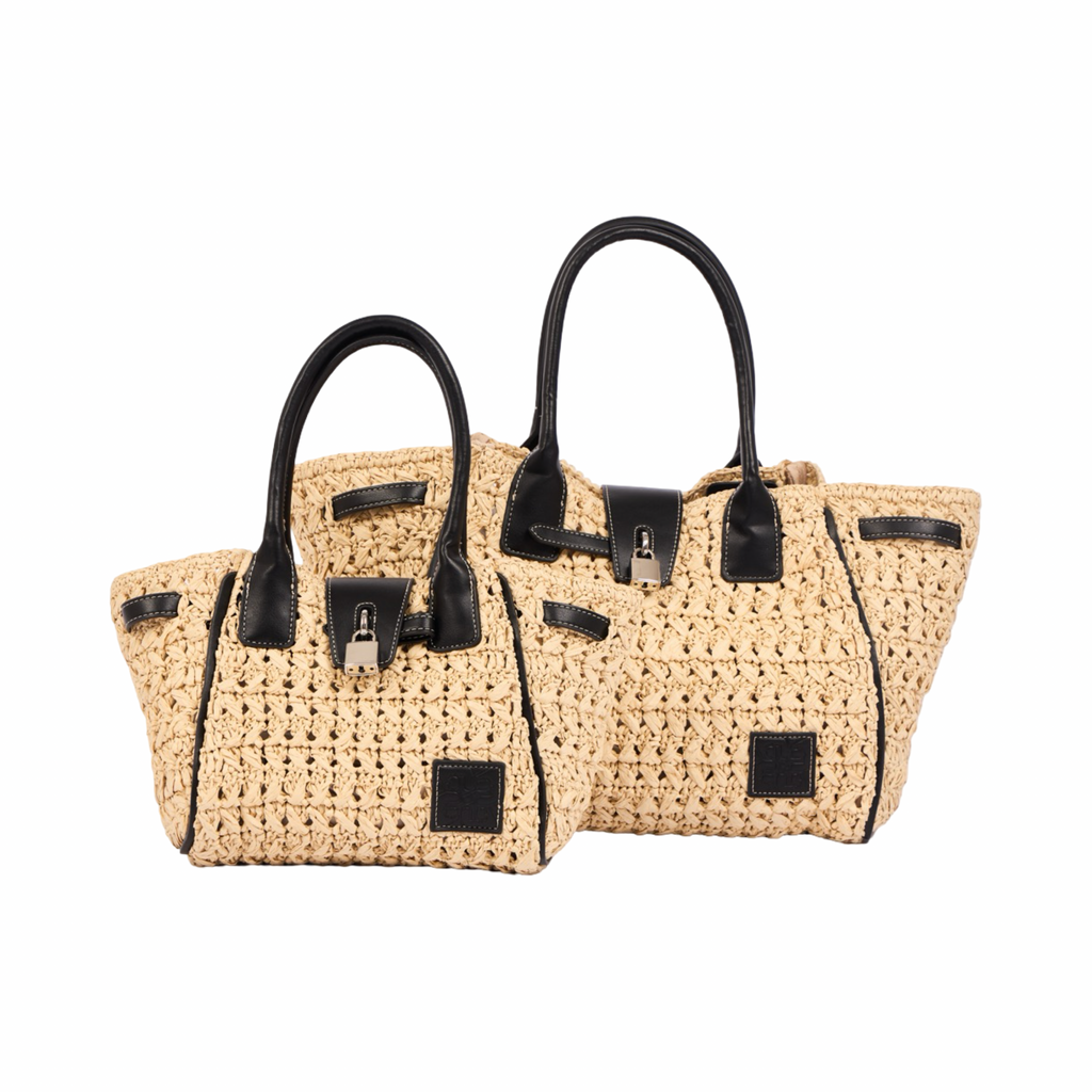 Everyday Earth – Straw Satchel Bag M – Black