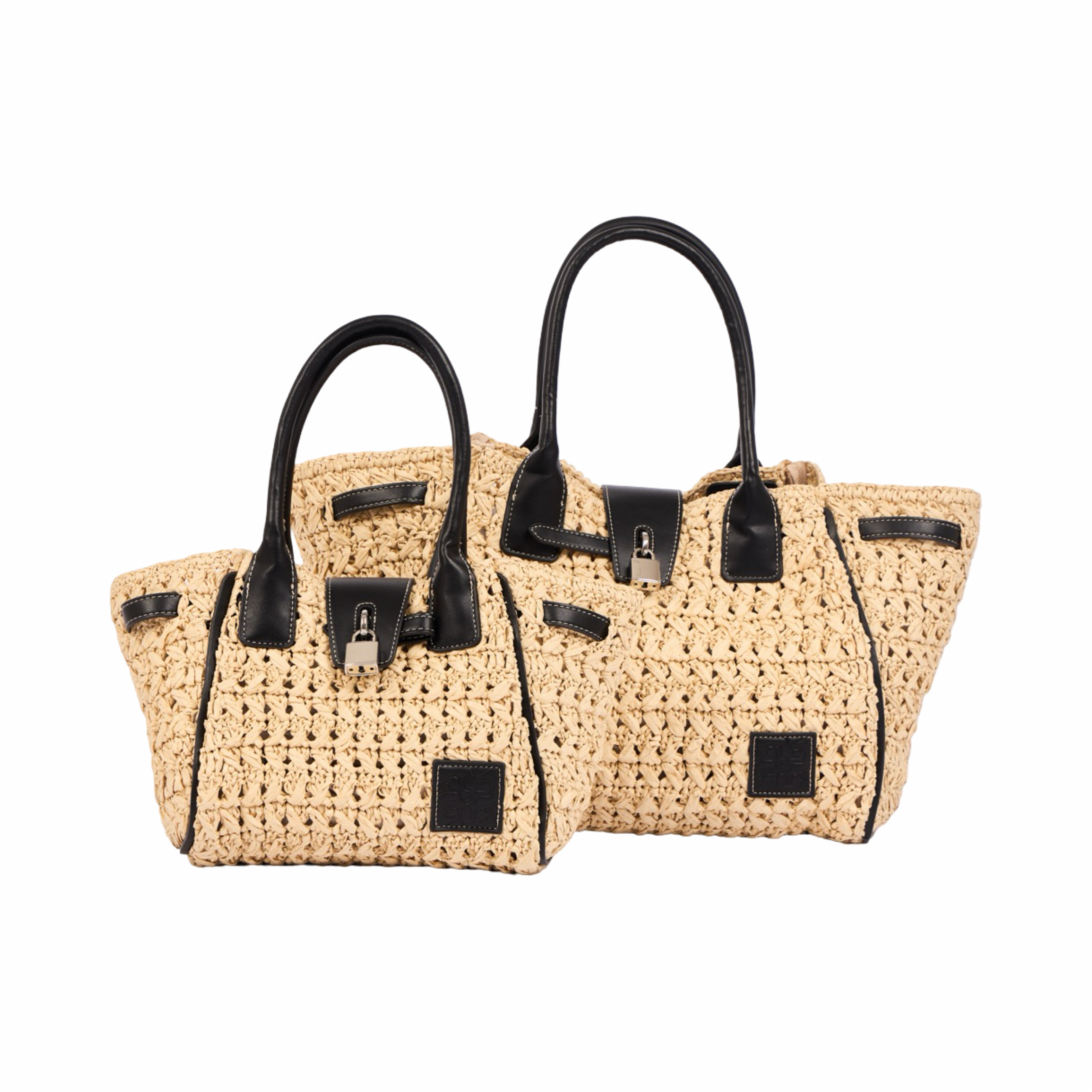 Everyday Earth – Straw Satchel Bag M – Black