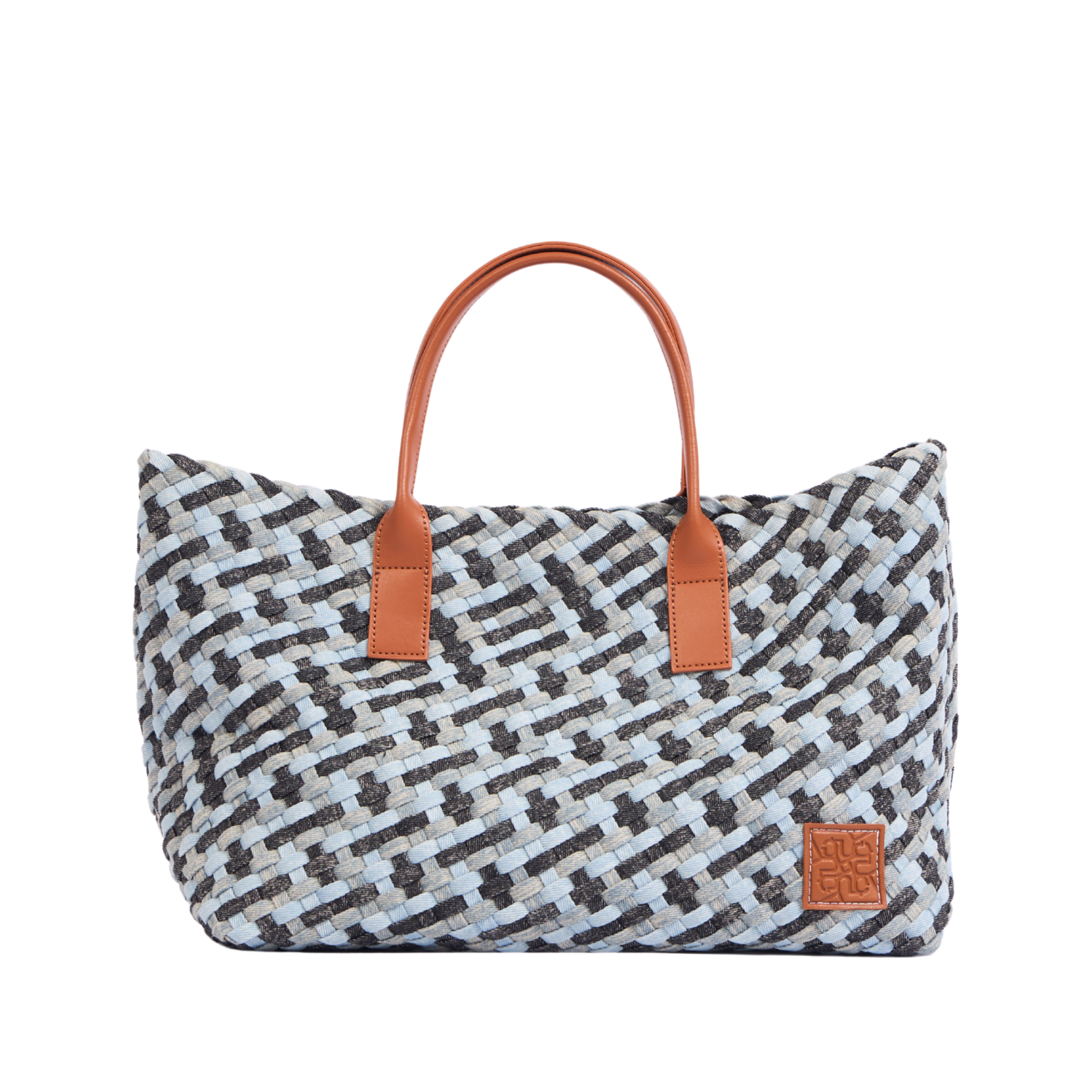 Signature Weave – Indigo Braided Tote Bag – Light Blue