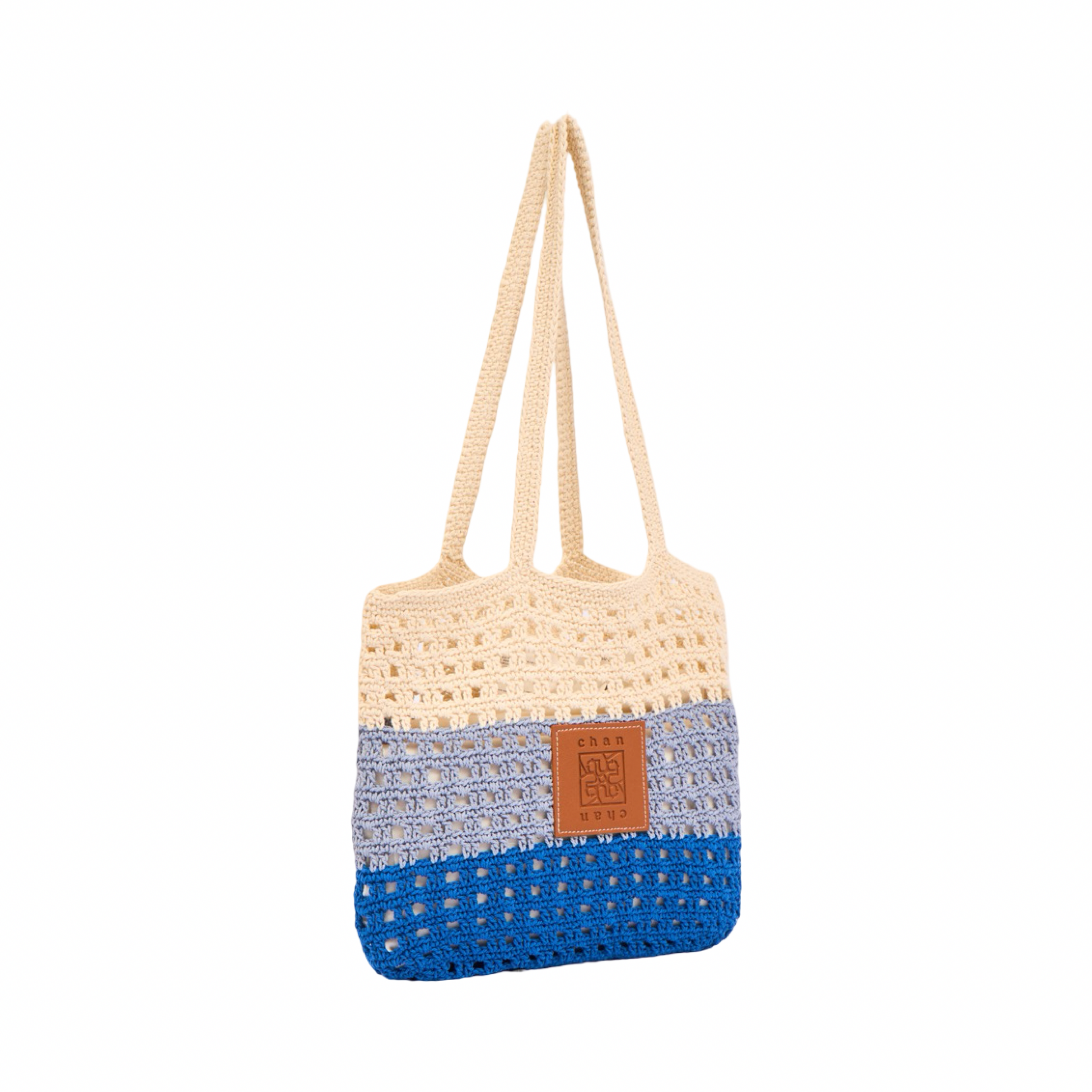 Knit Tri-Tone Tote Bag – Blue