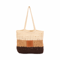 Knit Tri-Tone Tote Bag – Brown