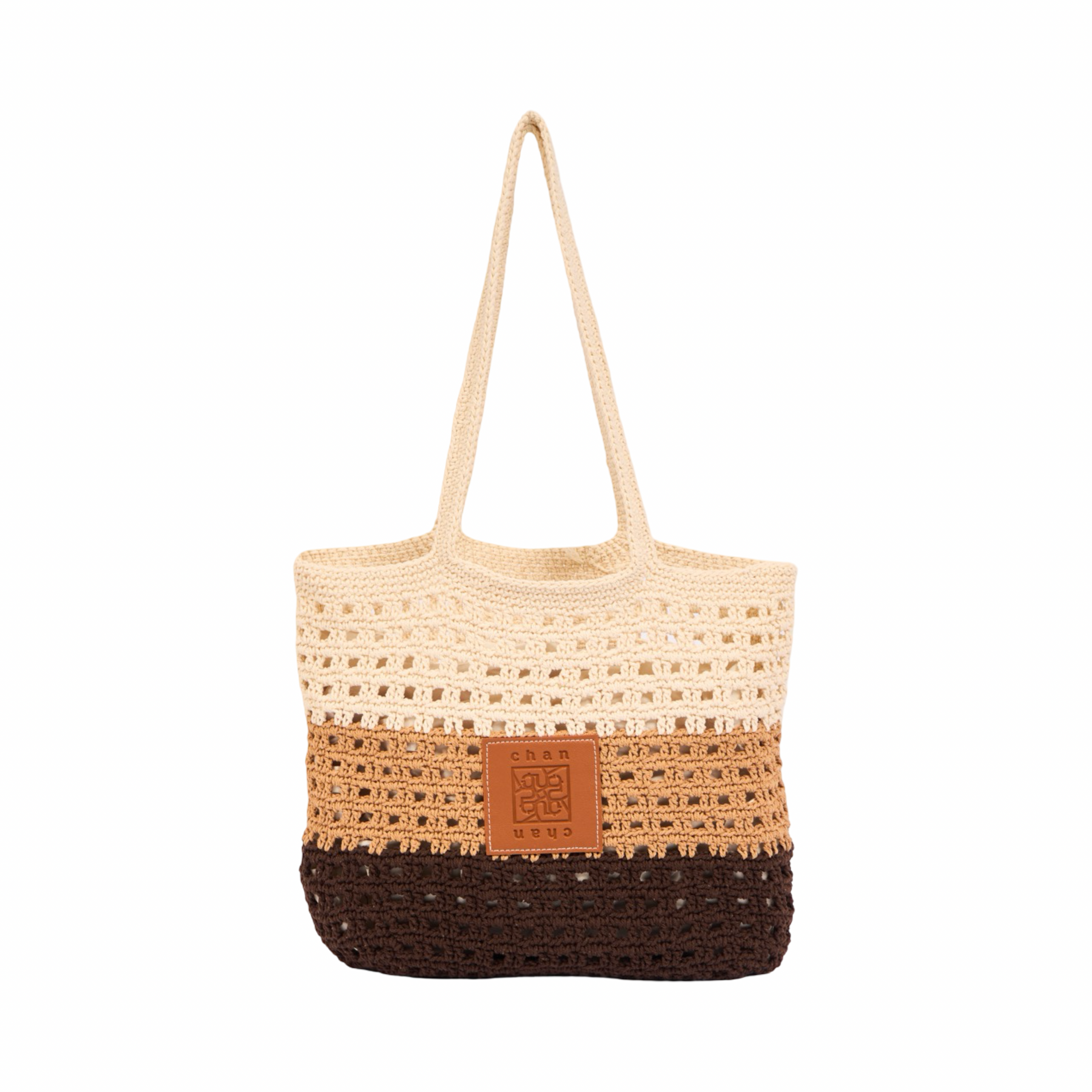 Knit Tri-Tone Tote Bag – Brown