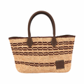 Artisan Vovage – Striped Raffia Tote Bag – Brown
