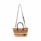 Artisan Vovage – Striped Raffia Tote Bag – Brown