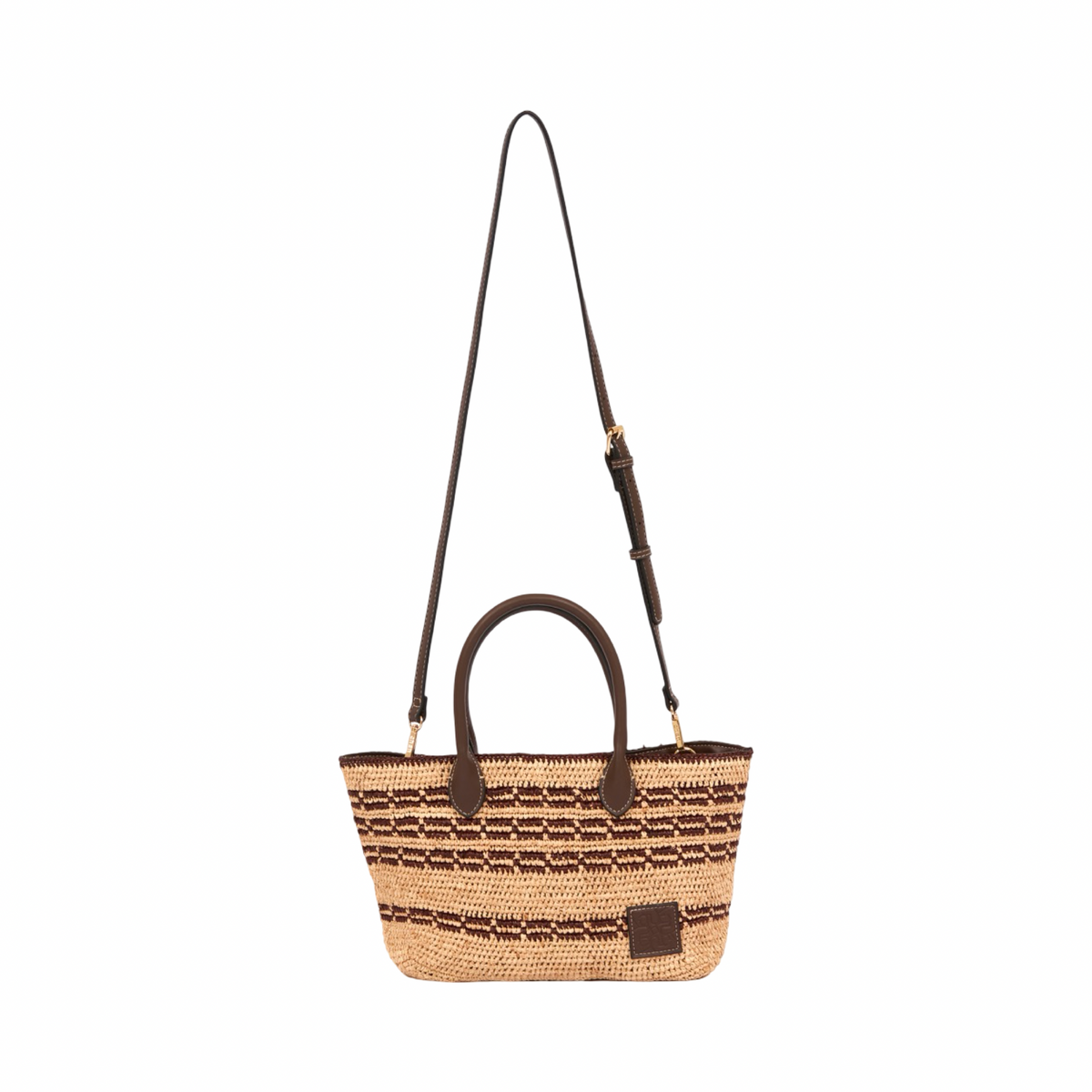 Artisan Vovage – Striped Raffia Tote Bag – Brown