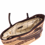 Artisan Vovage – Striped Raffia Tote Bag – Brown