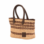 Artisan Vovage – Striped Raffia Tote Bag – Brown
