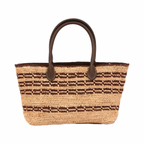 Artisan Vovage – Striped Raffia Tote Bag – Brown