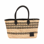 Artisan Vovage – Striped Raffia Tote Bag – Black