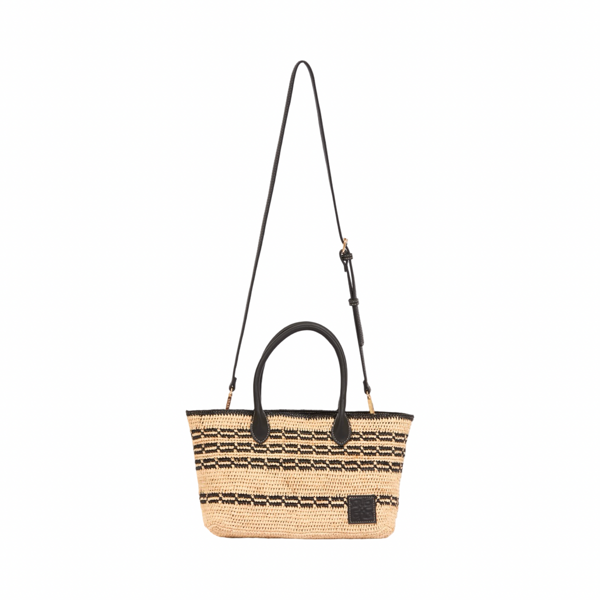 Artisan Vovage – Striped Raffia Tote Bag – Black