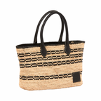 Artisan Vovage – Striped Raffia Tote Bag – Black