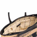 Artisan Vovage – Striped Raffia Tote Bag – Black