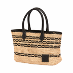 Artisan Vovage – Striped Raffia Tote Bag – Black