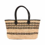 Artisan Vovage – Striped Raffia Tote Bag – Black