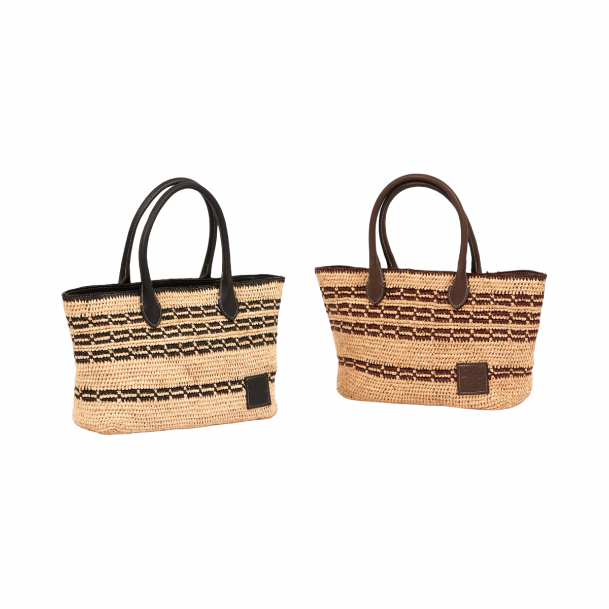Artisan Vovage – Striped Raffia Tote Bag – Black