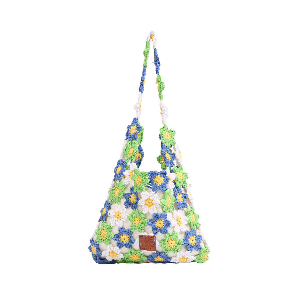 Everyday Earth – Floral Knit Mini Tote – Blue