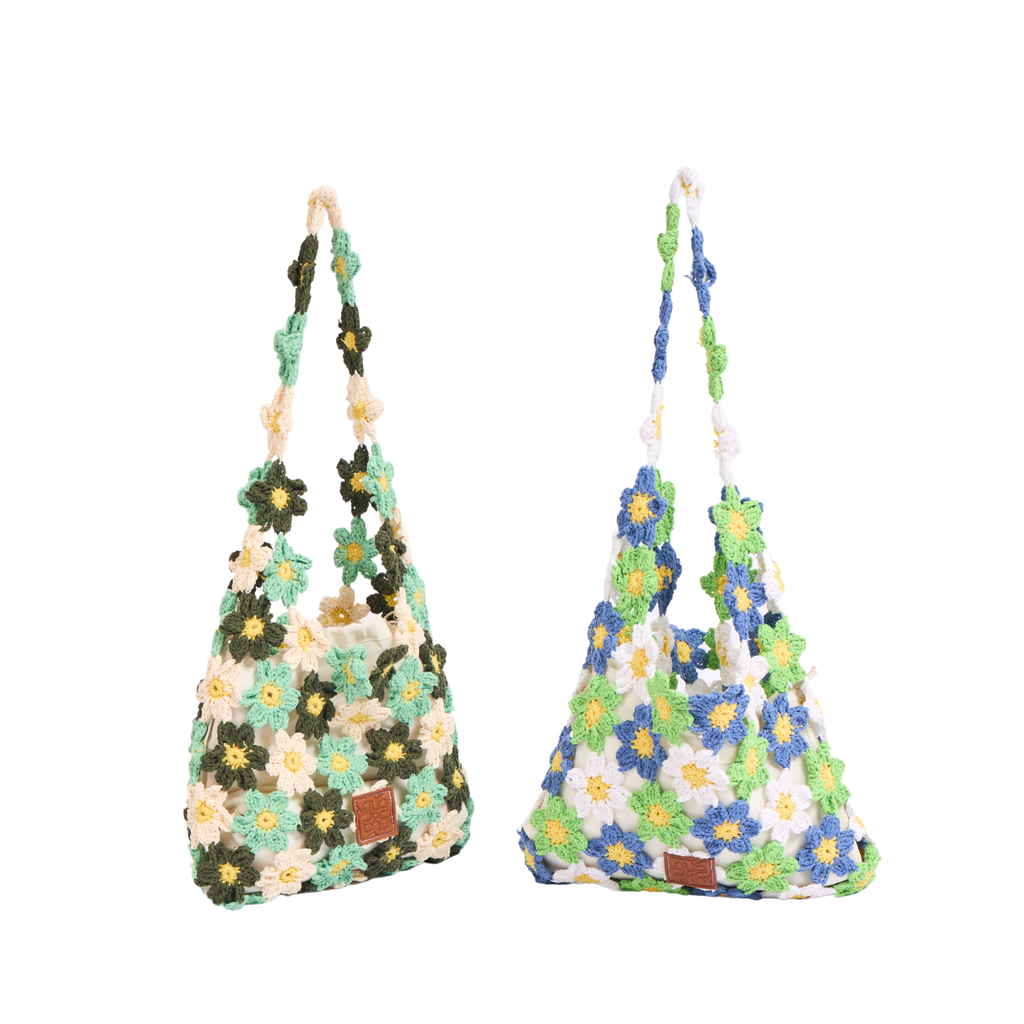 Everyday Earth – Floral Knit Mini Tote – Blue