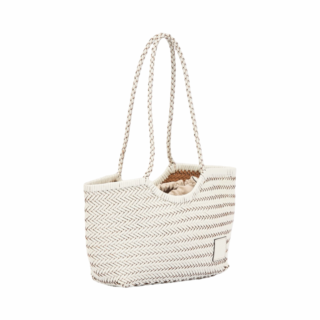 Artisan Leather – Woven Leather Tote Bag M – White