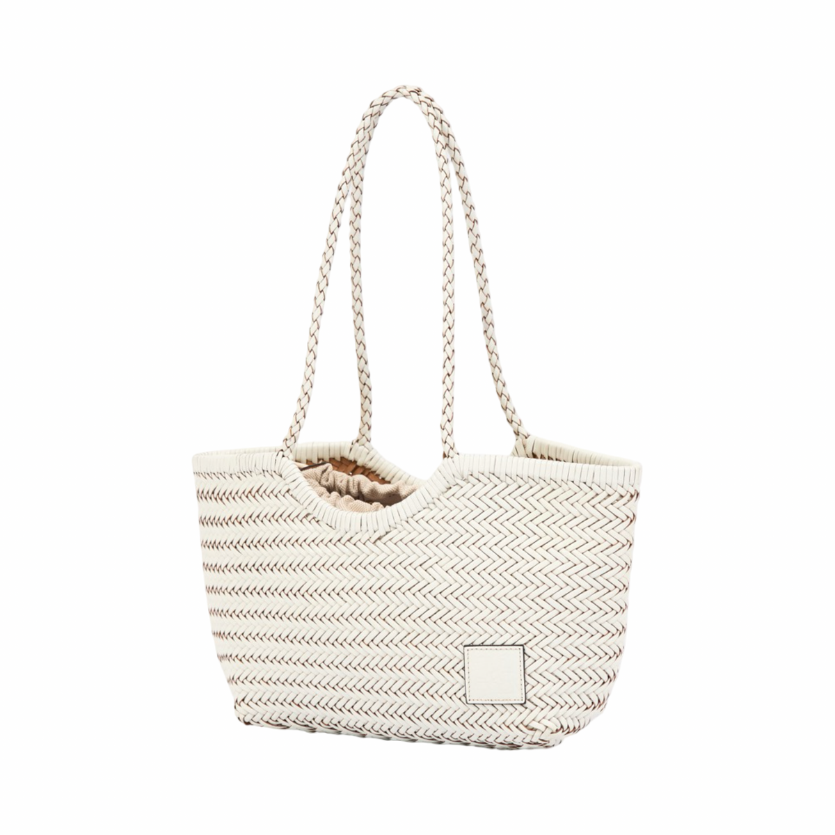 Artisan Leather – Woven Leather Tote Bag M – White
