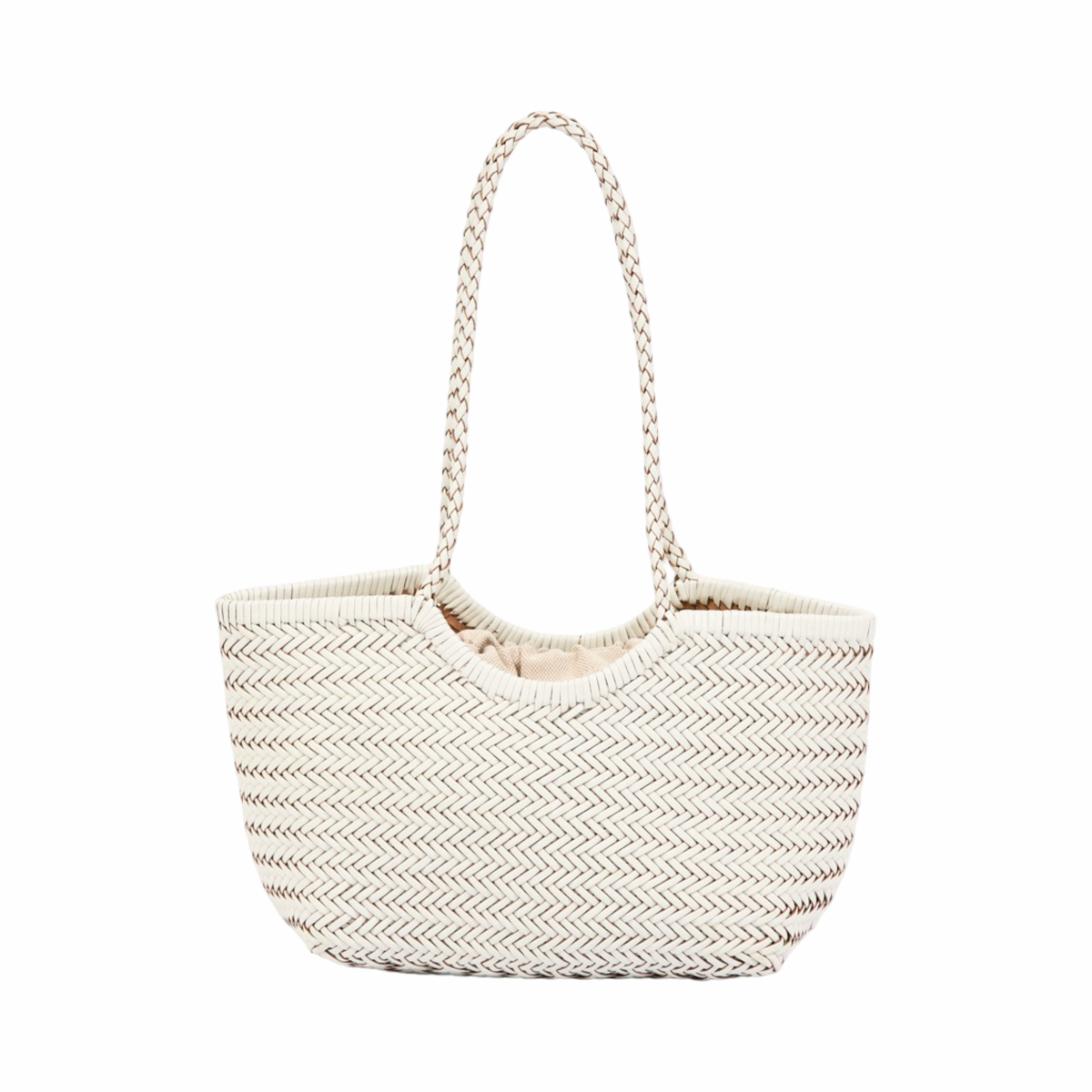 Artisan Leather – Woven Leather Tote Bag M – White
