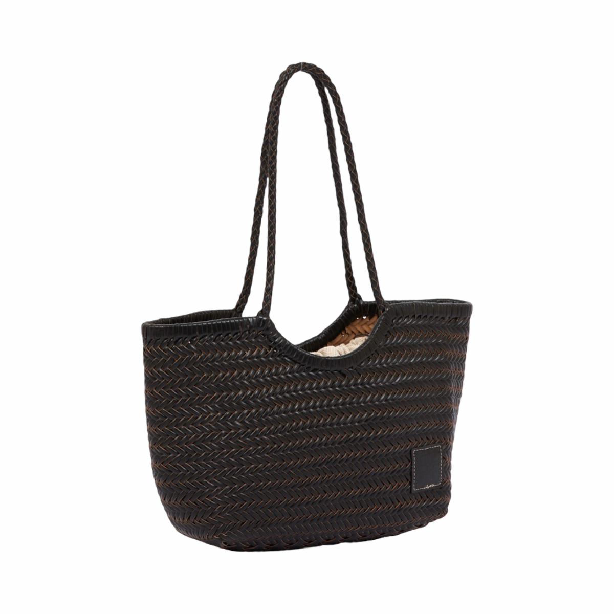 Artisan Leather – Woven Leather Tote Bag M – Black