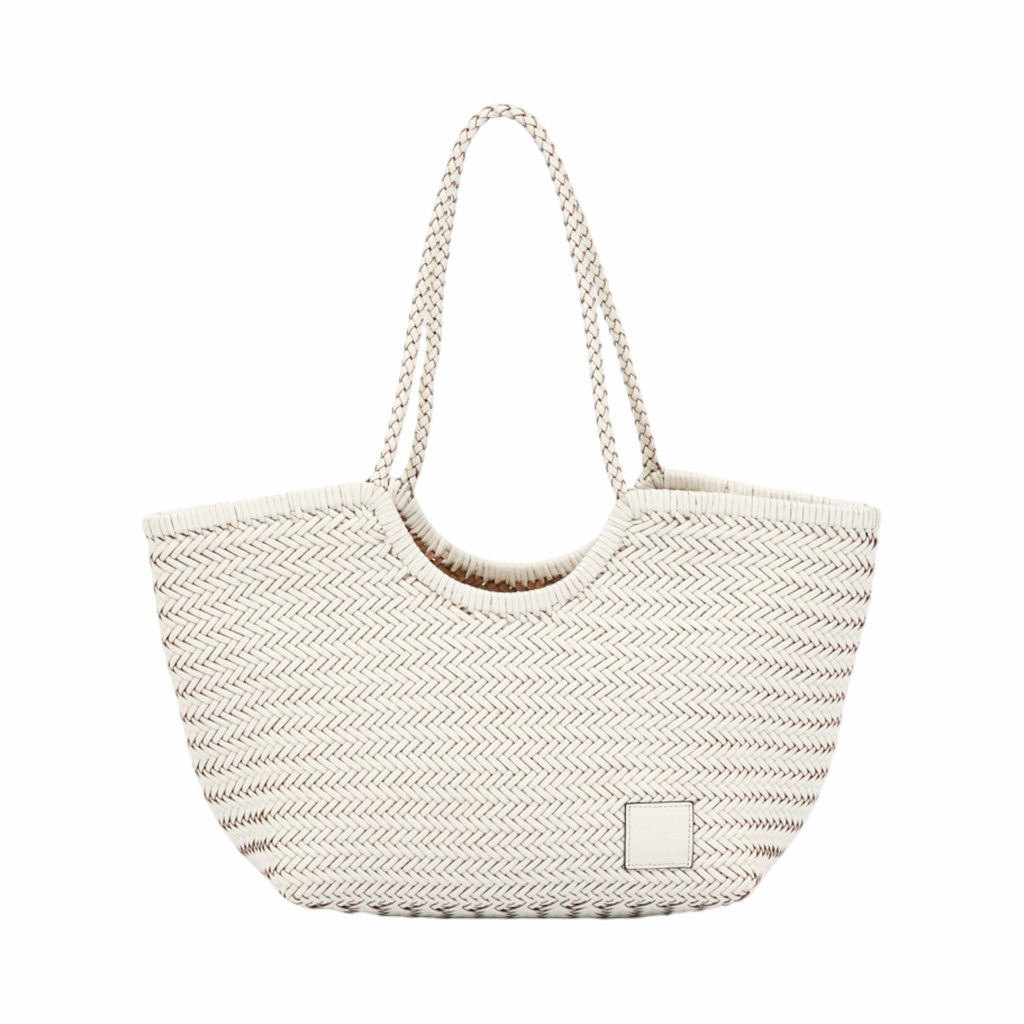 Artisan Leather – Woven Leather Tote Bag L – White