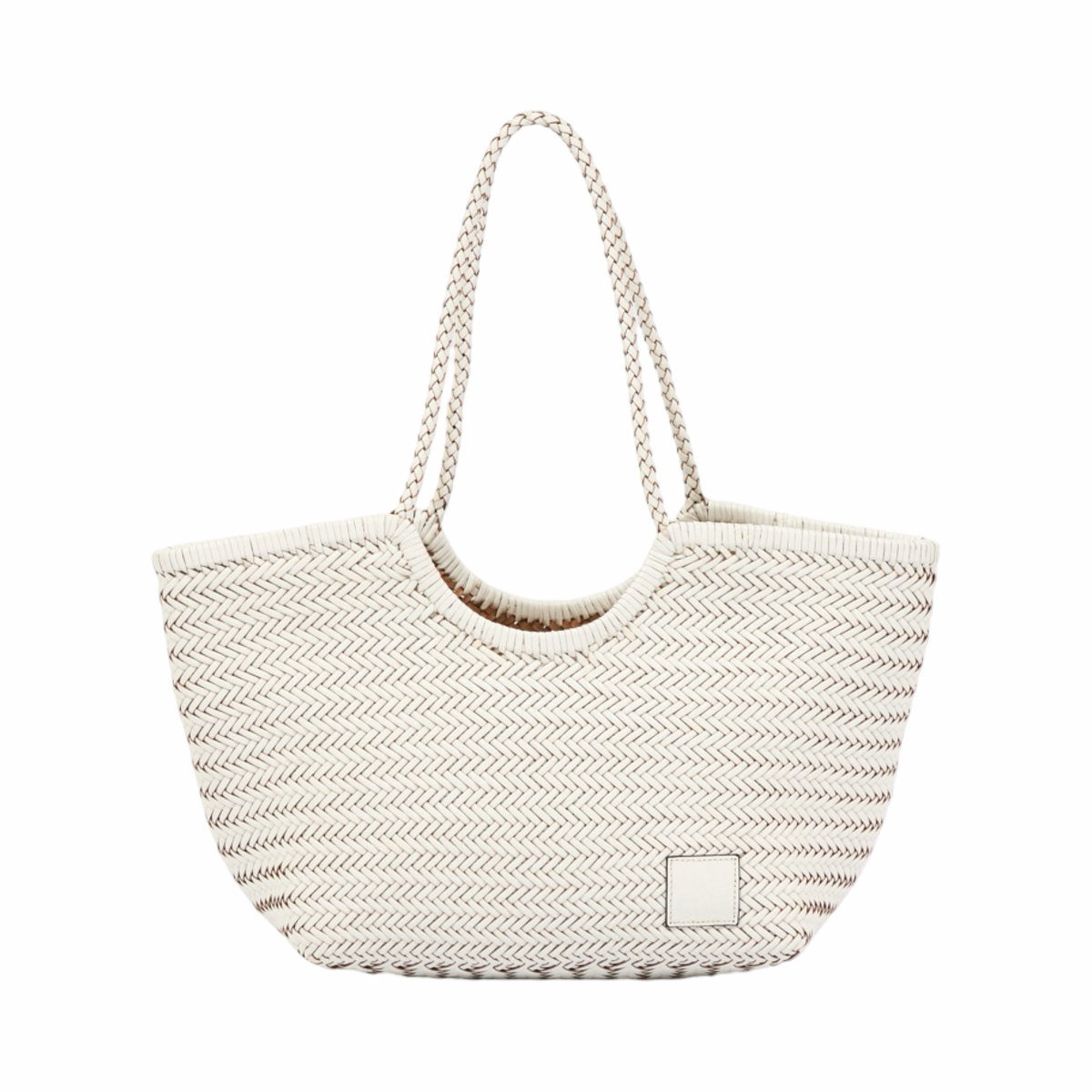 Artisan Leather – Woven Leather Tote Bag L – White