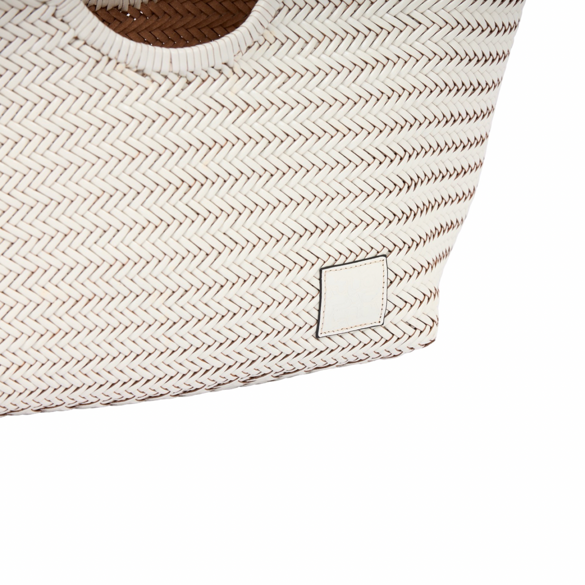 Artisan Leather – Woven Leather Tote Bag L – White