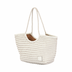 Artisan Leather – Woven Leather Tote Bag L – White