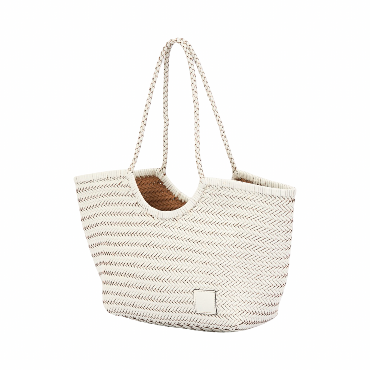 Artisan Leather – Woven Leather Tote Bag L – White