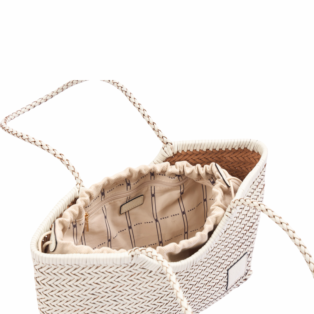 Artisan Leather – Woven Leather Tote Bag L – White