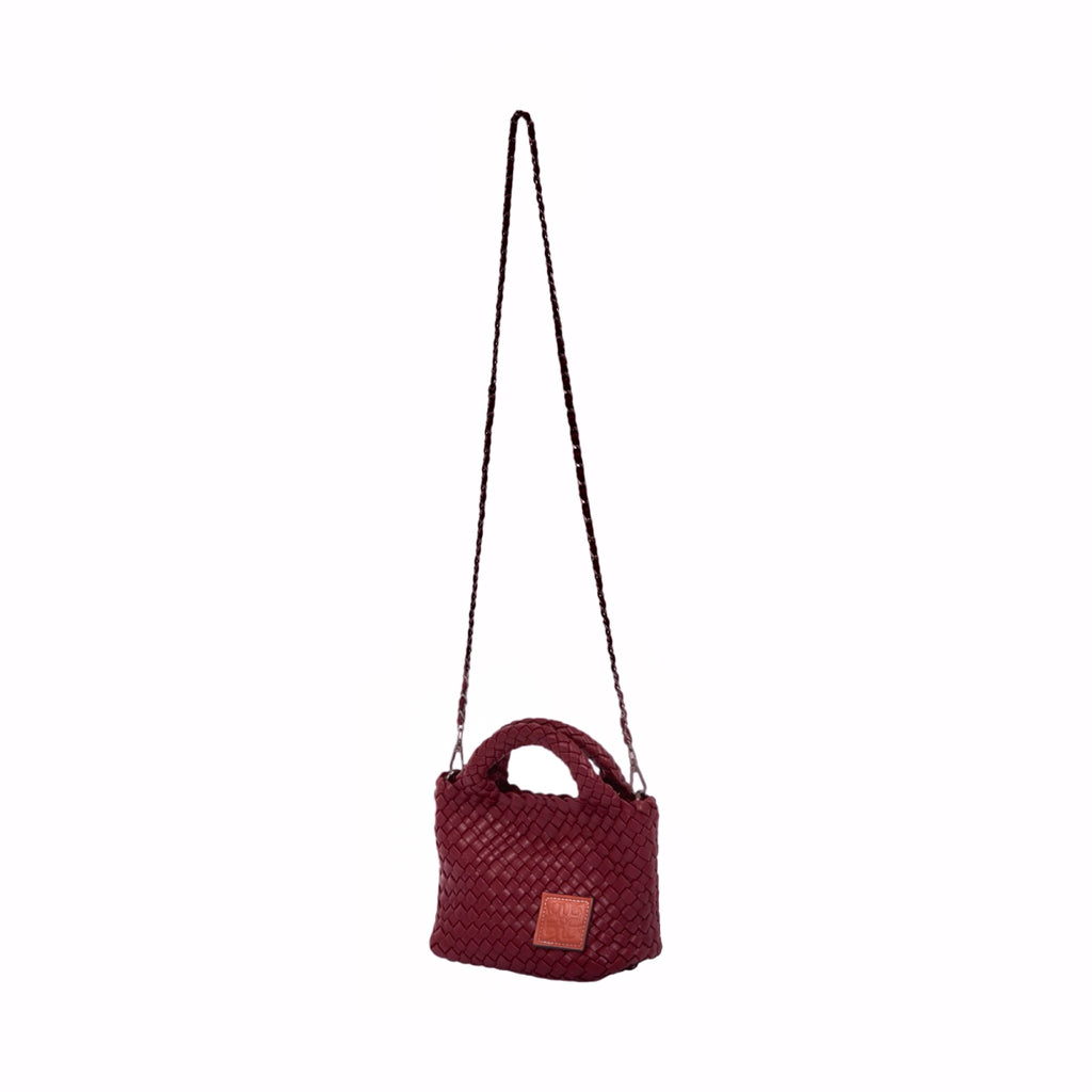 Signature Weave – Hobo Crossbody Bag S – Red Wine