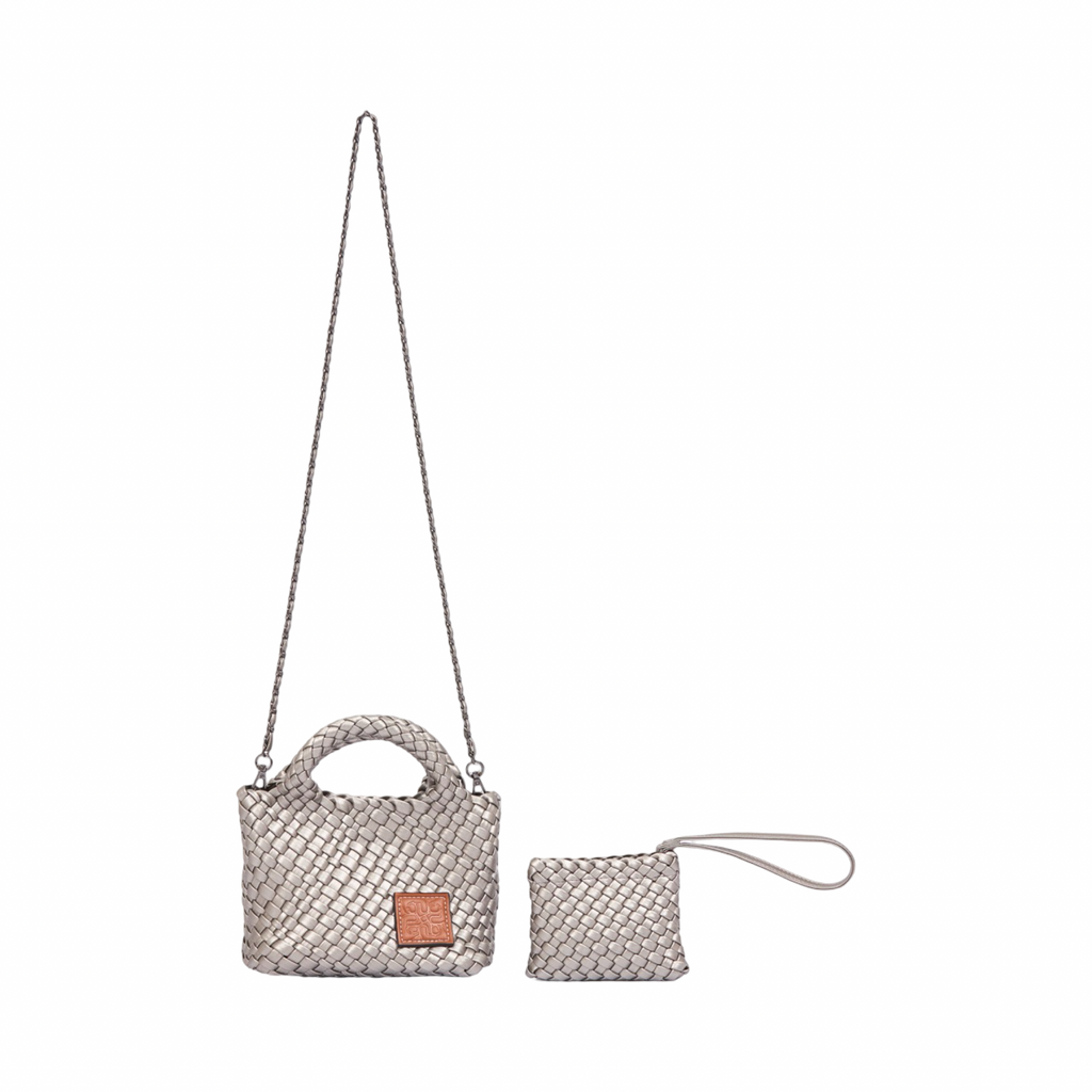 Signature Weave – Hobo Crossbody Bag S – Silver