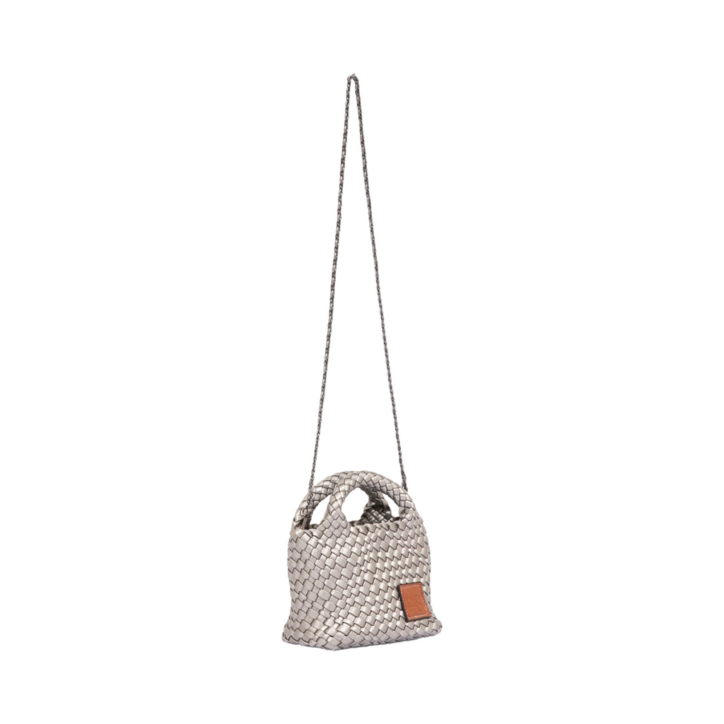 Signature Weave – Hobo Crossbody Bag S – Silver