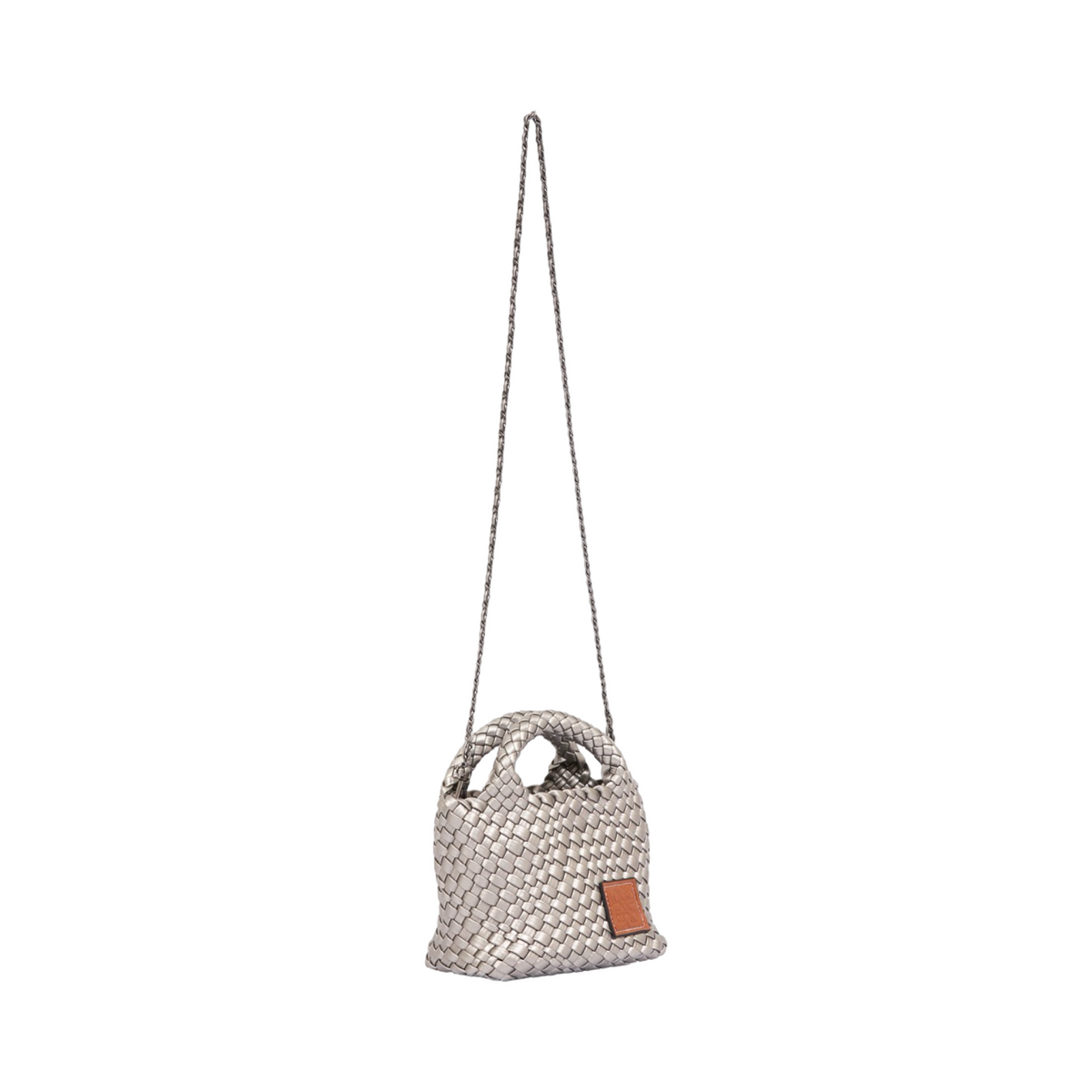 Signature Weave – Hobo Crossbody Bag S – Silver