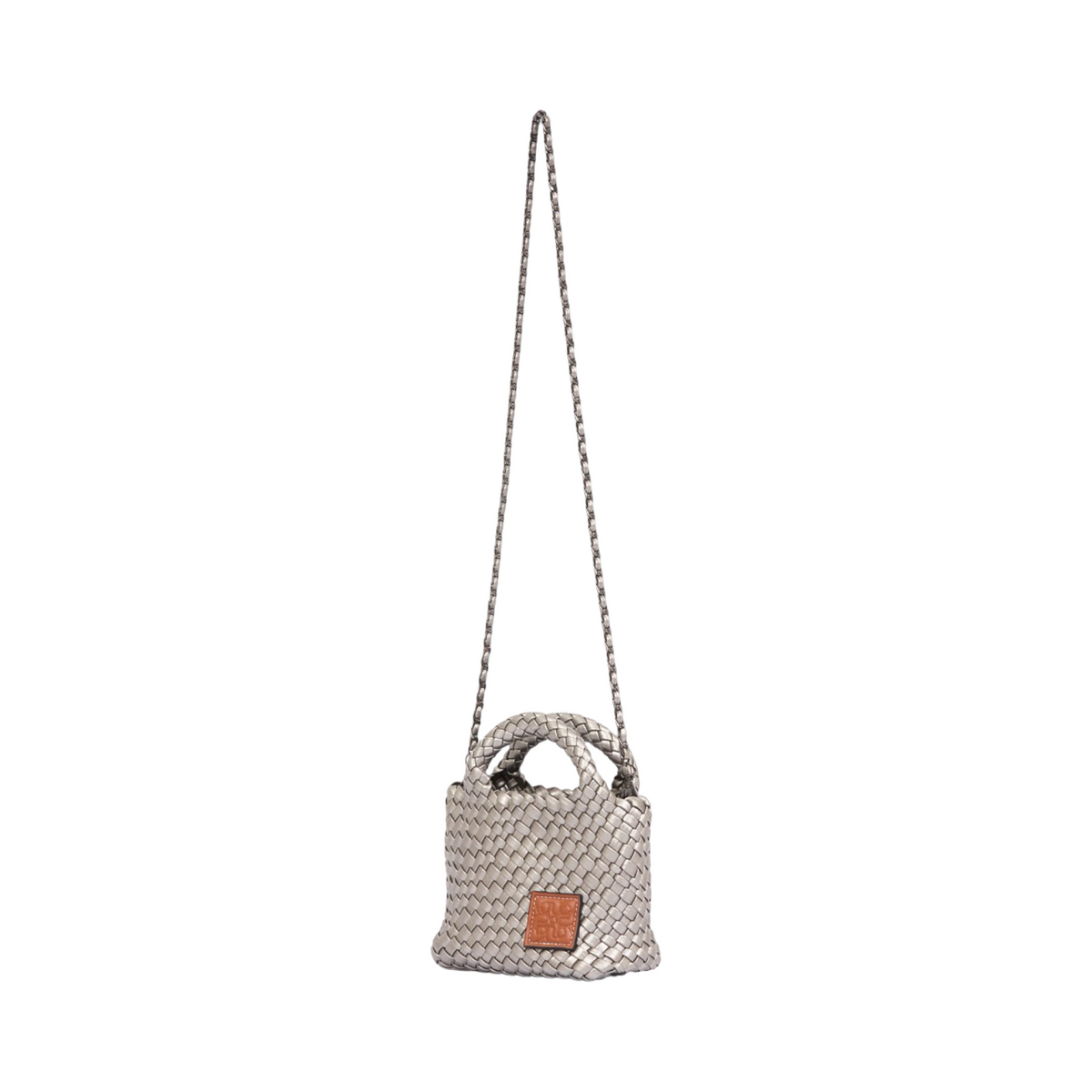 Signature Weave – Hobo Crossbody Bag S – Silver