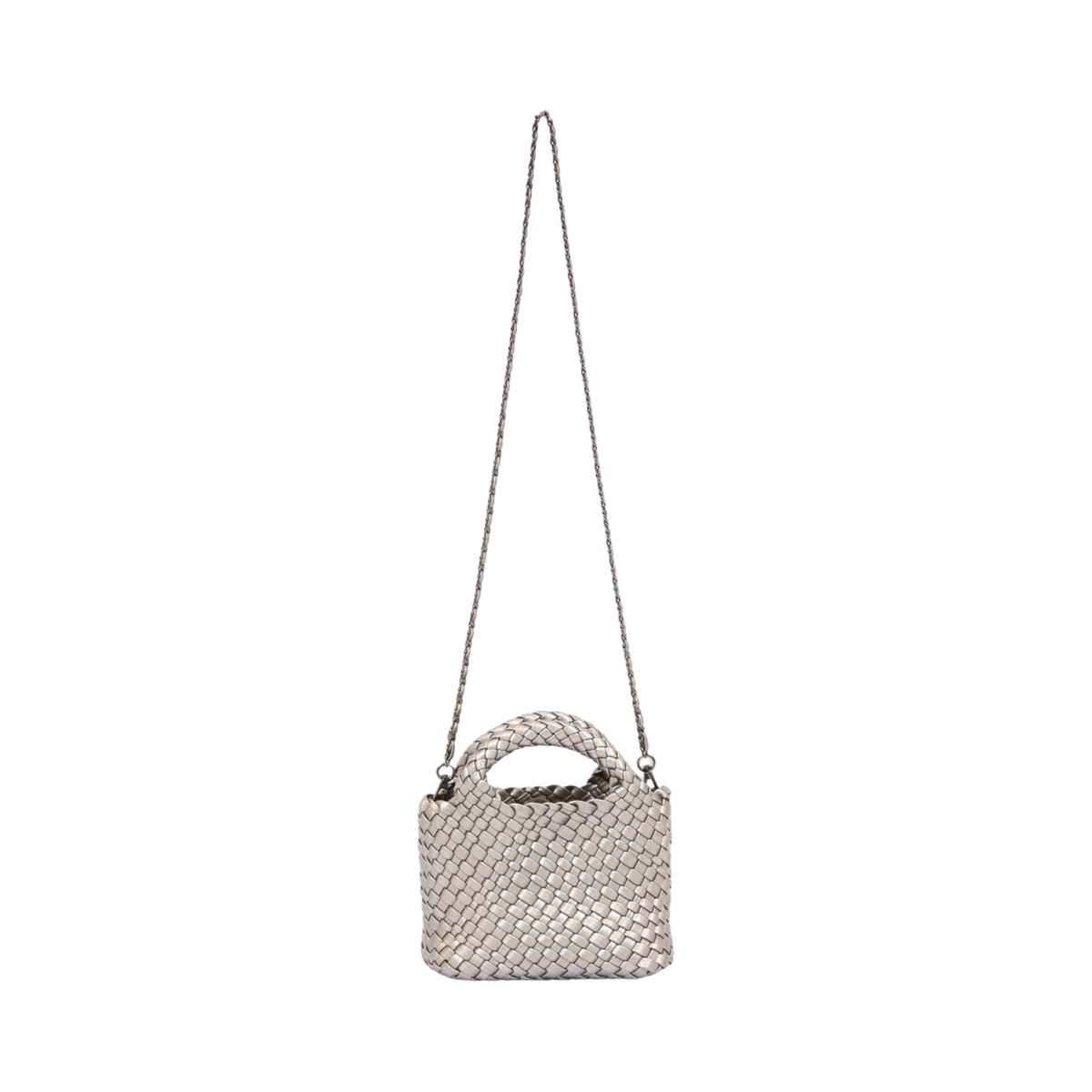 Signature Weave – Hobo Crossbody Bag S – Silver