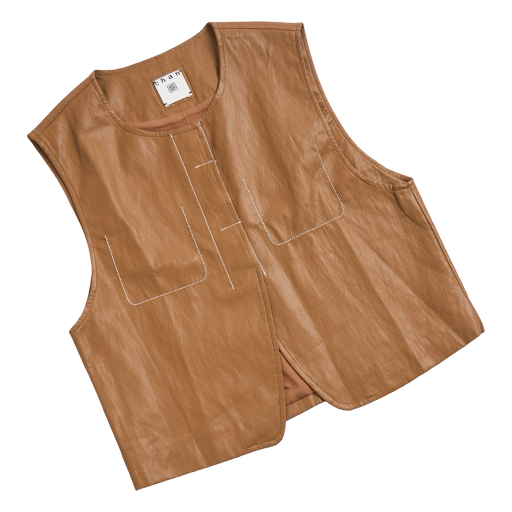 Coated Vest – Caramel Brown