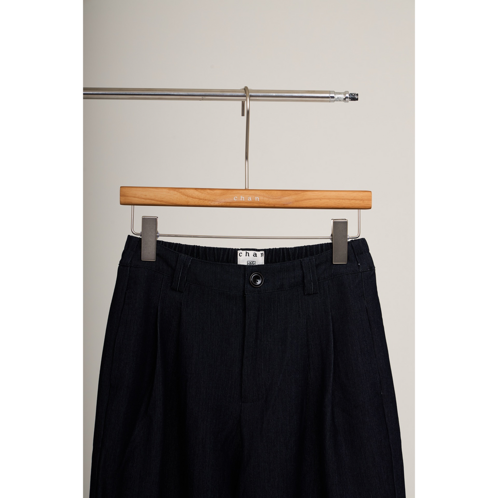 Striped Cuff Wide-Leg Pant – Navy