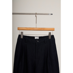 Striped Cuff Wide-Leg Pant – Navy