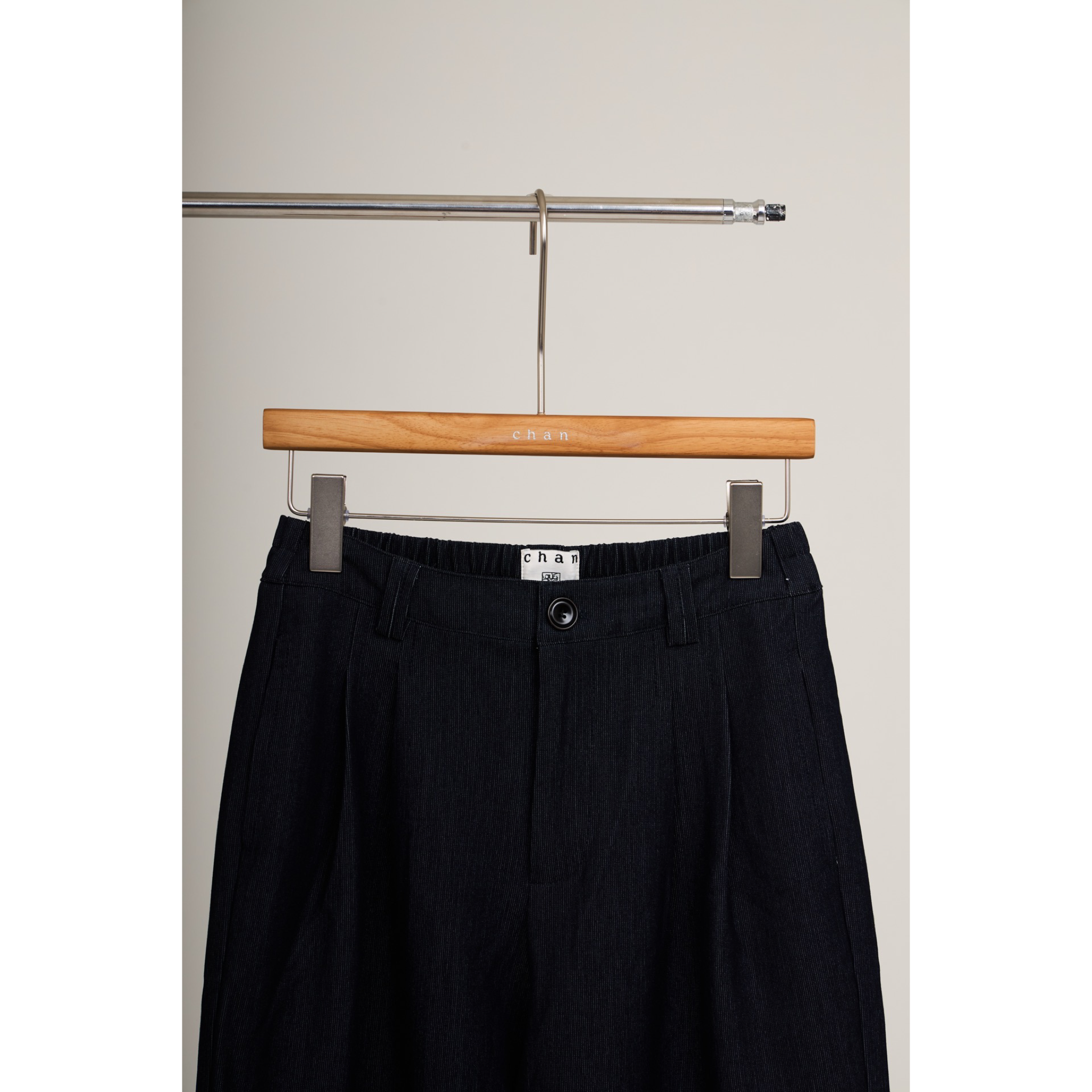 Striped Cuff Wide-Leg Pant – Navy