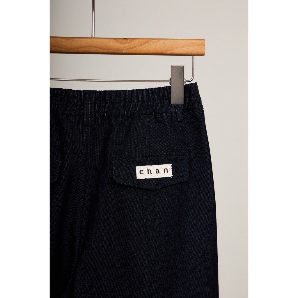 Striped Cuff Wide-Leg Pant – Navy