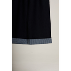 Striped Cuff Wide-Leg Pant – Navy