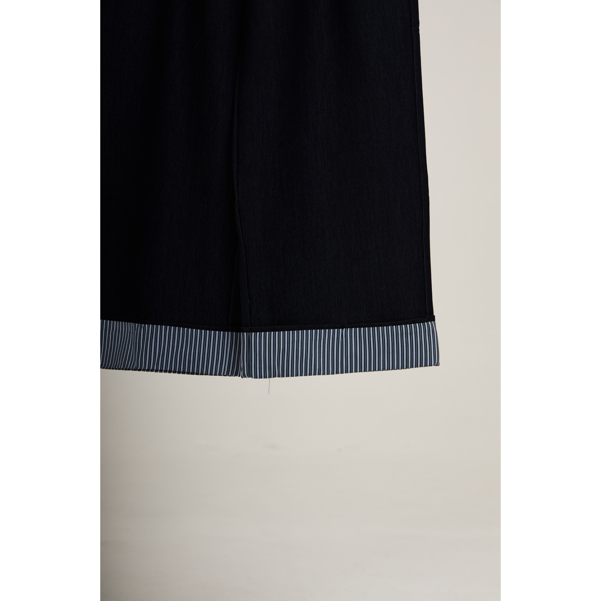 Striped Cuff Wide-Leg Pant – Navy
